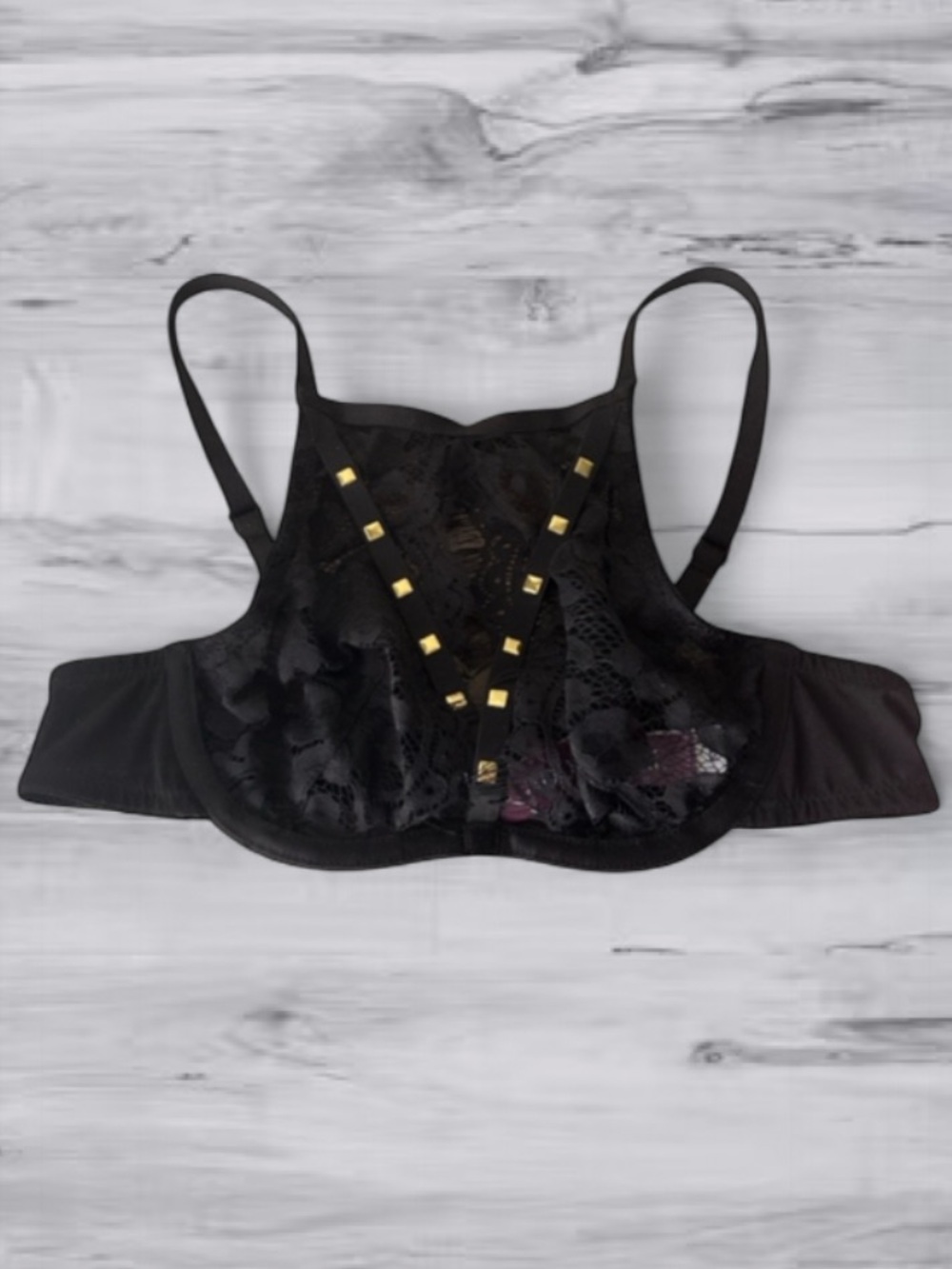 ❤️🔥 Emmeline Studded Lace Plunge Bra 32A Adore Me NWT